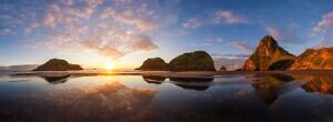 Back Beach sunset pano, New Plymouth